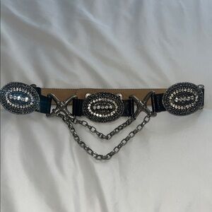 Vintage Elegant Black and Silver Chain Belt